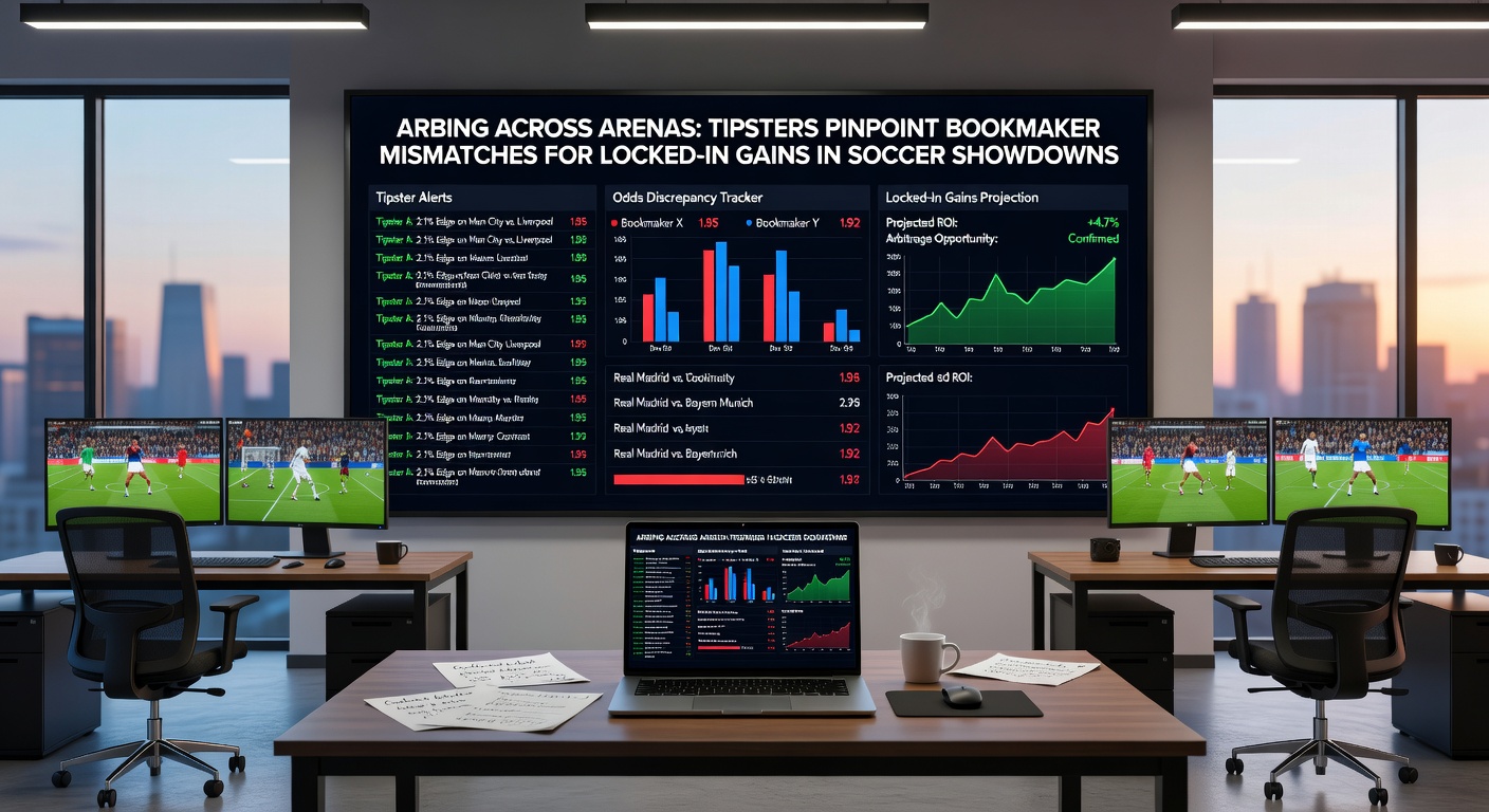 Horse racing tipsters highlighting bookmaker odds differences on a split-screen display for upcoming track events