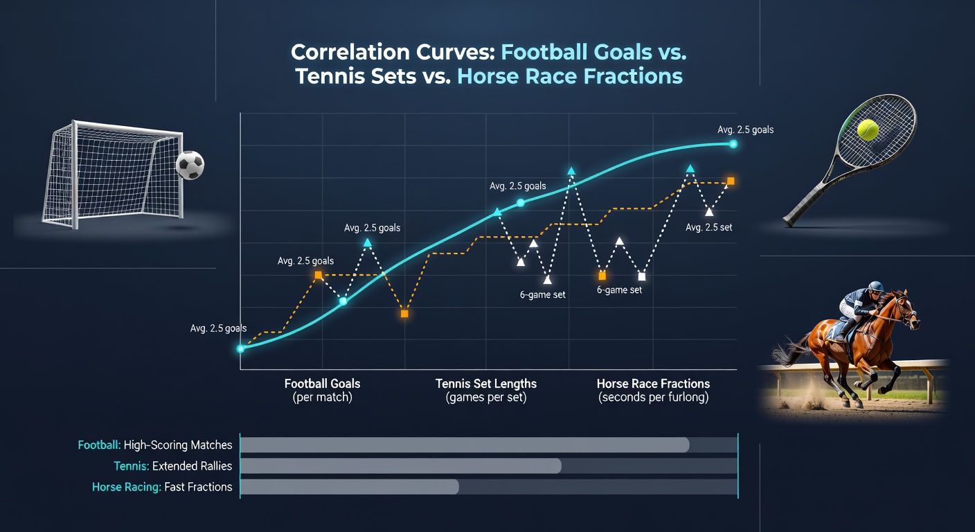 Detailed correlation matrix comparing football goals per 90 minutes, tennis set completion times, and horse racing sectional splits across multiple betting markets