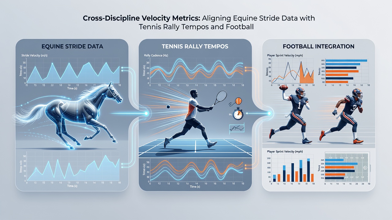 Coaches examining synchronized velocity charts that combine football transition data with equine and tennis metrics