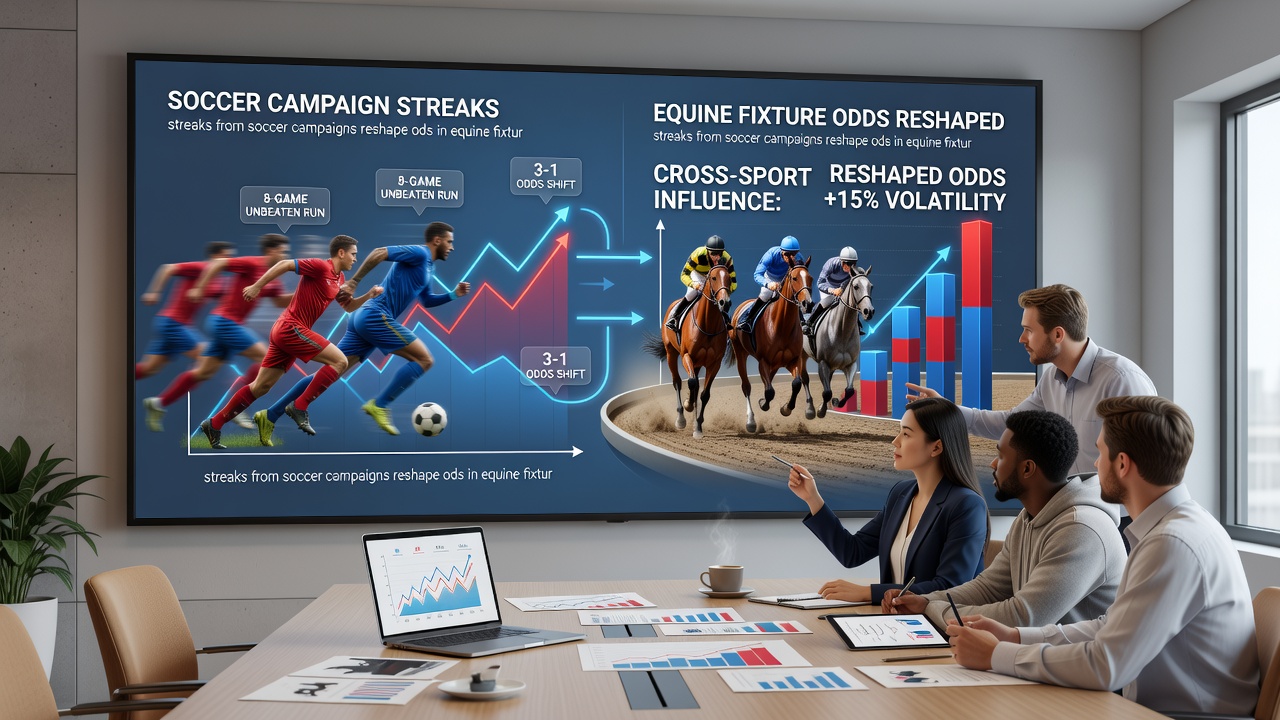 Comparative chart showing odds movements in horse racing and tennis following major soccer campaign streaks in 2026