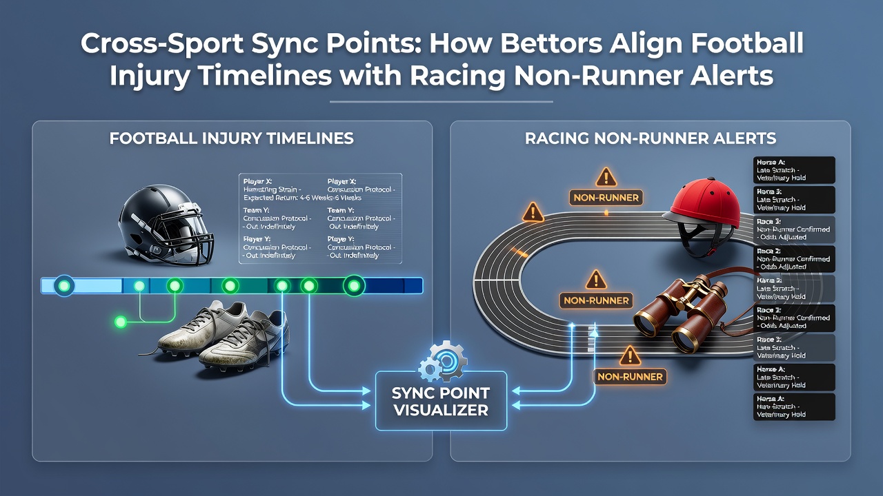 Bettors examining real-time sync points between football injuries, racing scratches, and tennis withdrawals on mobile analytics tools