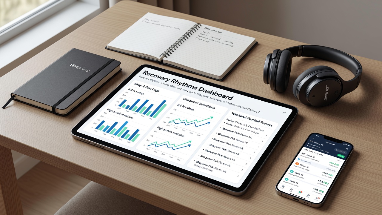 Jockey and tennis player monitoring recovery metrics on digital devices before competitive events